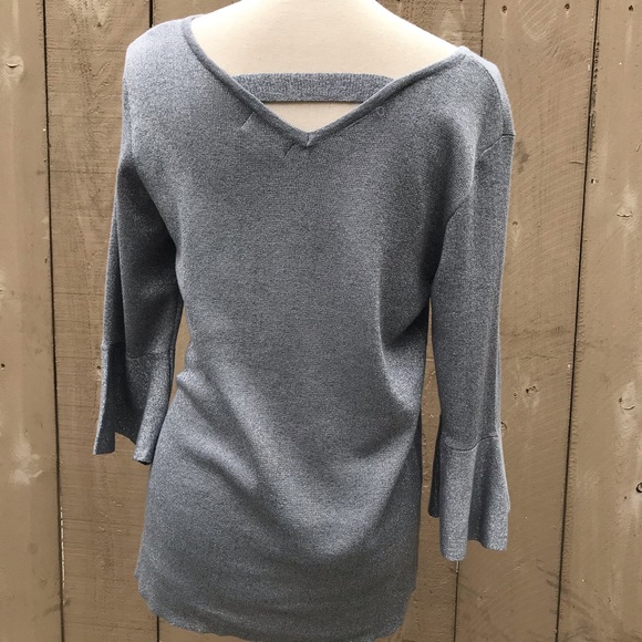 Silver 3/4 Sleeve V-Neck Sweater Sz XL-EUC - Picture 4 of 5